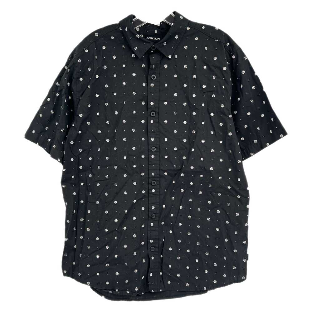 Burton Black White Printed Short Sleeve Button-Up Shirt | Mens L